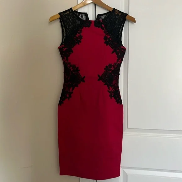 red and black lace mini dress Mini Penny Dress in Red Lace 6/7 main image 1